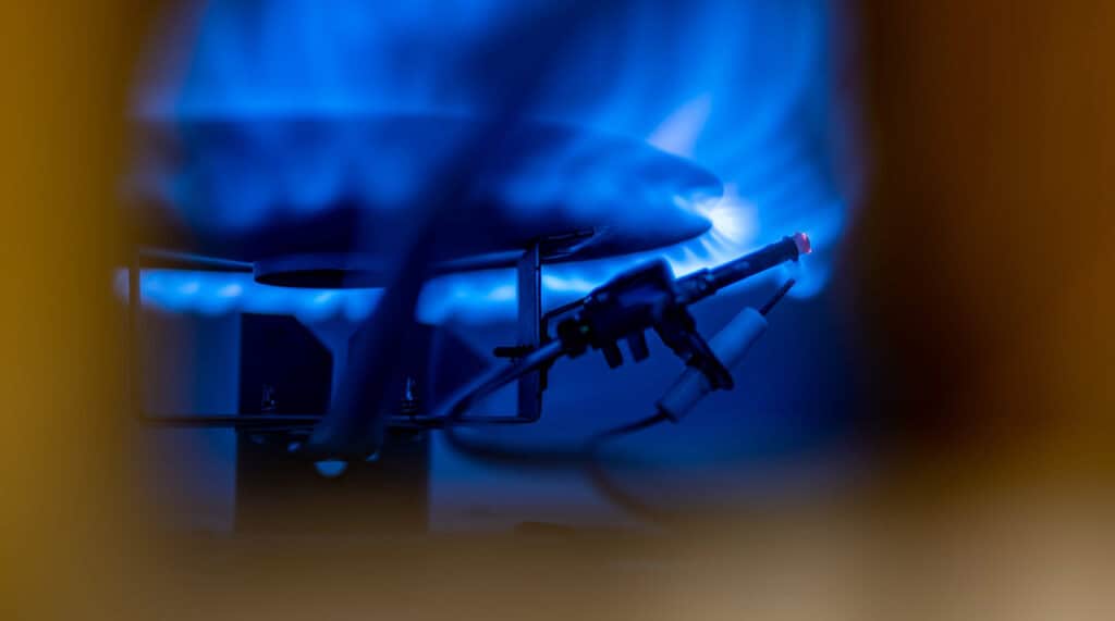 hot water heater pilot light close up 